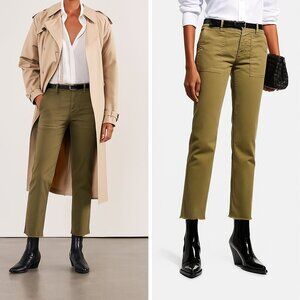 Nili Lotan Jenna Cropped Pants Army Uniform Green